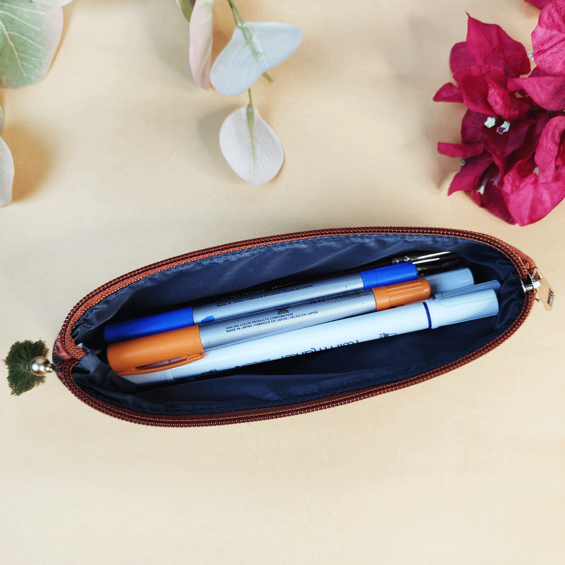 Mustard-Orange-Brown Pencil Pouch Combo