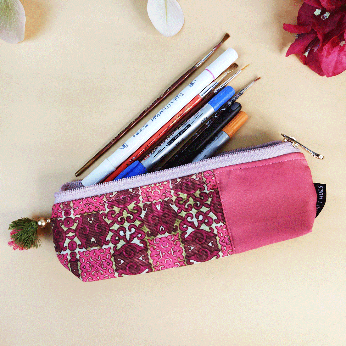 Mustard-Pink-Blue Pencil Pouch Combo