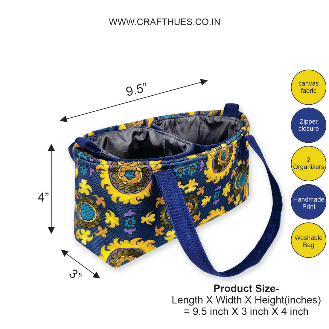 Multi-Purpose Pouch Organizer - Blue Suzani