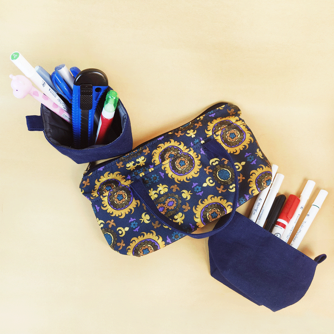 Multi-Purpose Pouch Organizer - Blue Suzani