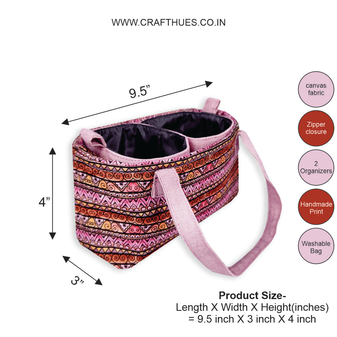 Multi-Purpose Pouch Organizer - Pink Aztec