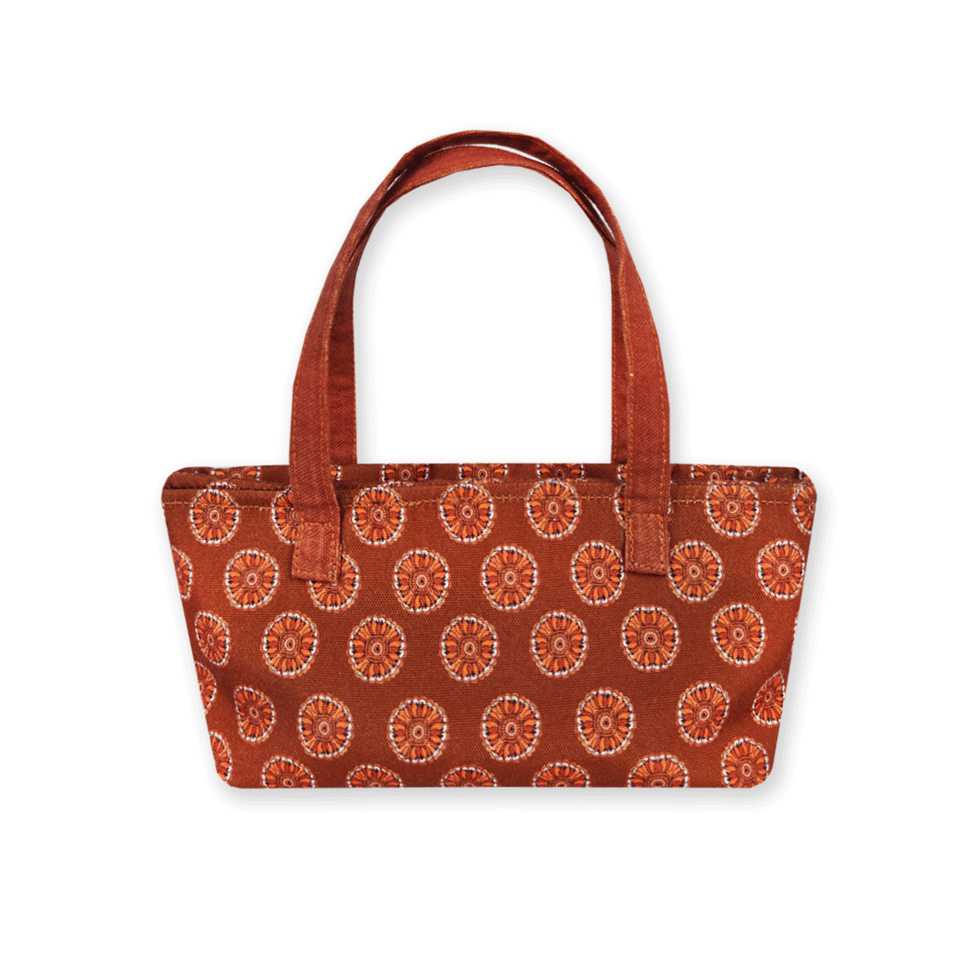 Multi-Purpose Pouch Organizer - Rust Madhubani Circle