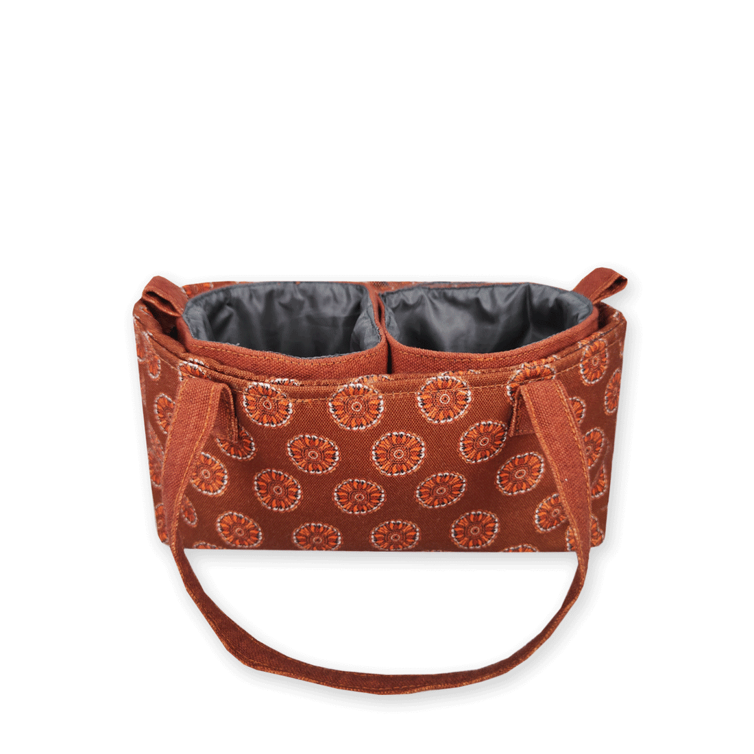 Multi-Purpose Pouch Organizer - Rust Madhubani Circle