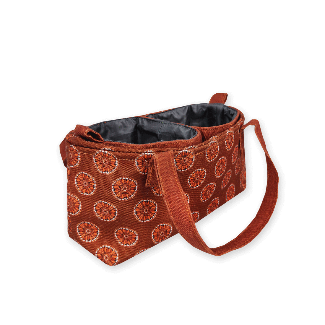 Multi-Purpose Pouch Organizer - Rust Madhubani Circle