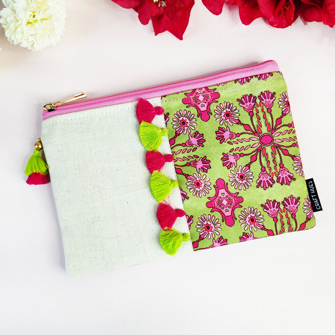 Multi-Purpose Pouch- Green Pink Tile