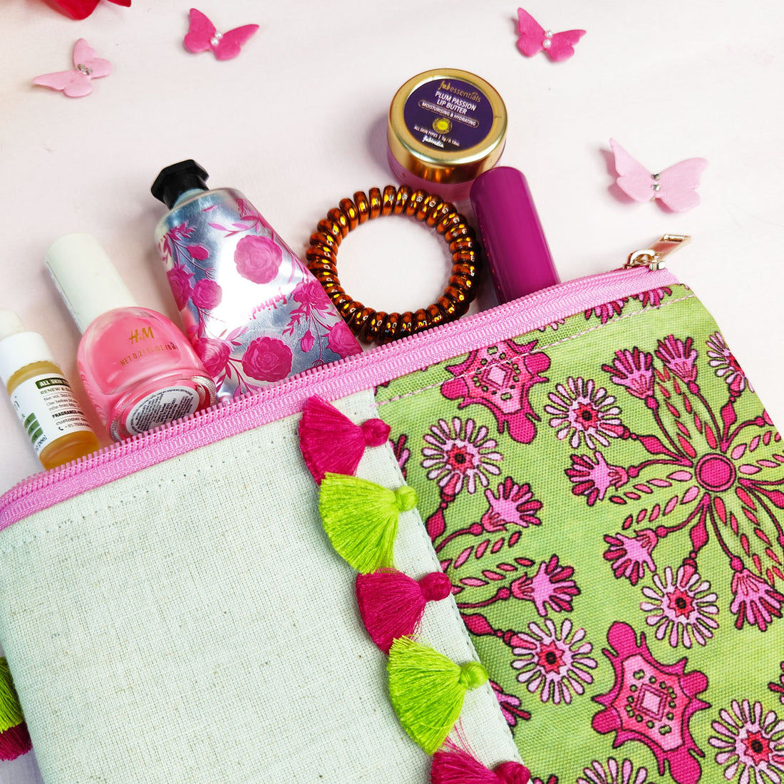 Multi-Purpose Pouch- Green Pink Tile