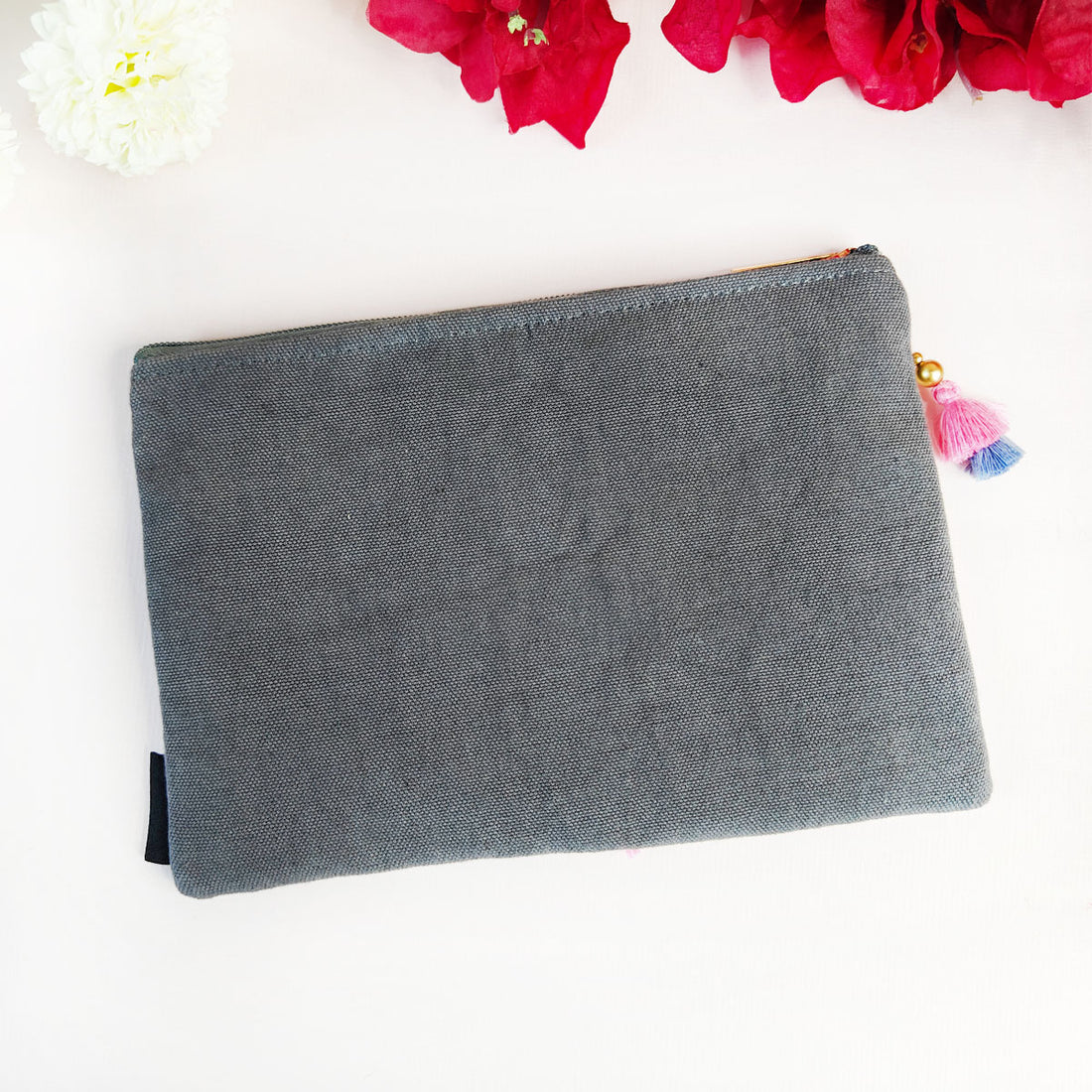 Multi-Purpose Pouch- Grey Pink Flower