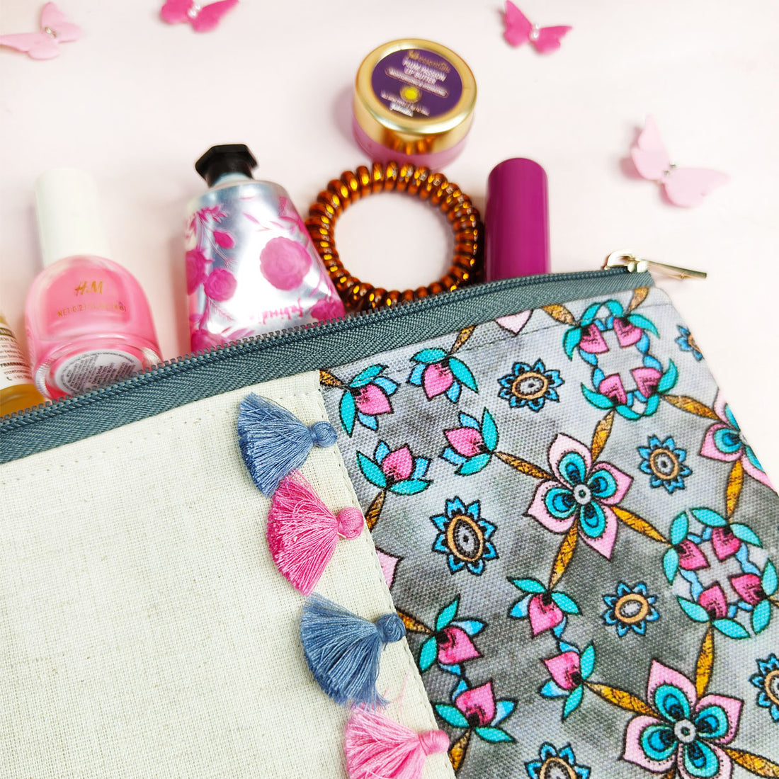 Multi-Purpose Pouch Combo- Grey-Pink