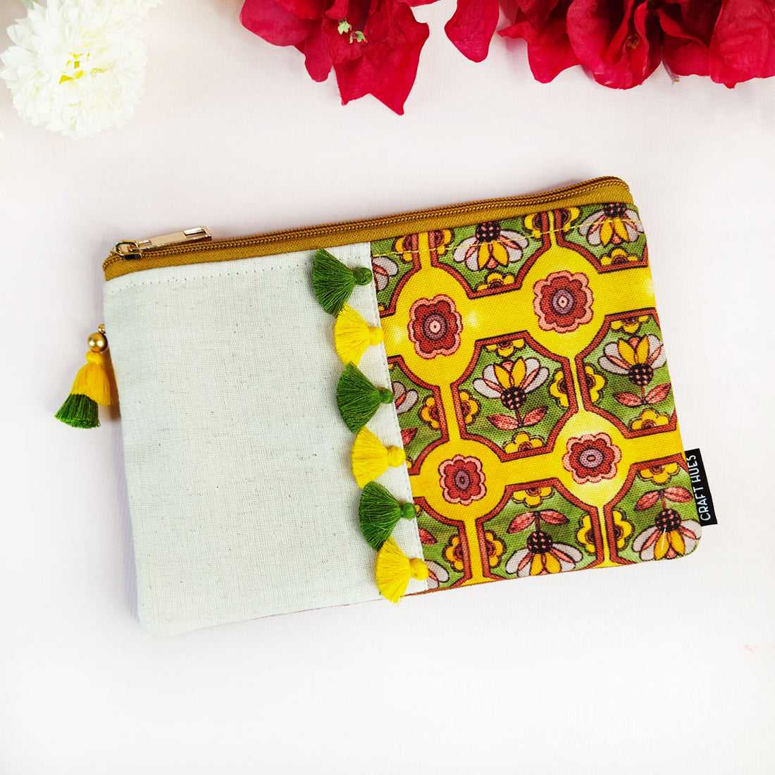 Multi-Purpose Pouch- Mustard-Green Tile