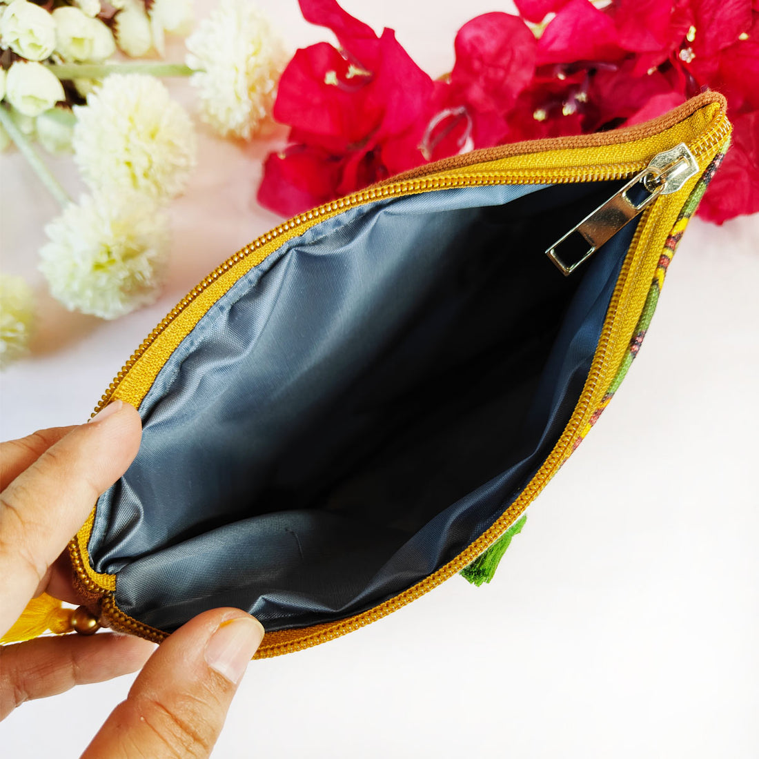 Multi-Purpose Pouch- Mustard-Green Tile