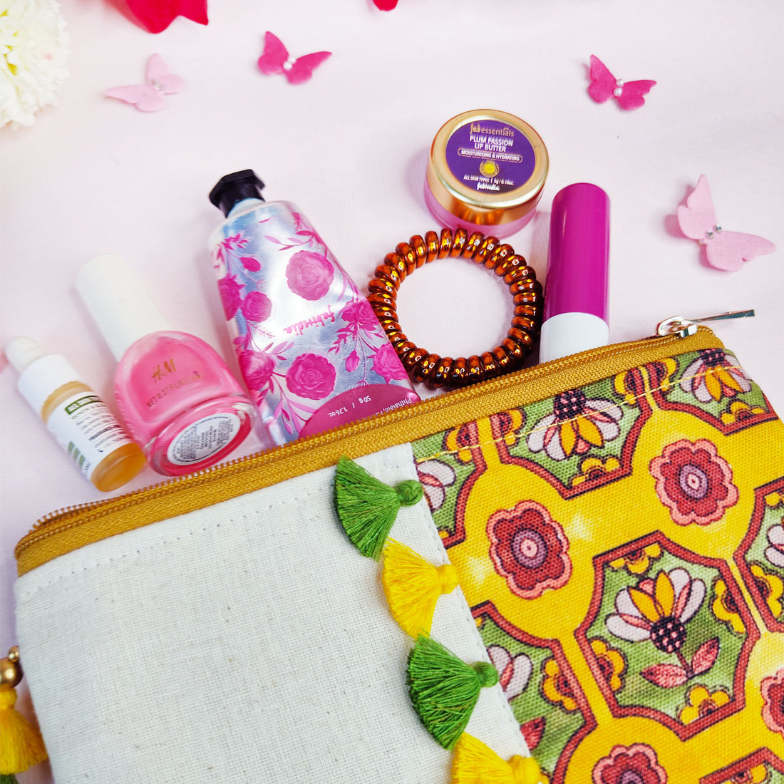 Multi-Purpose Pouch Combo- Mustard-Pink