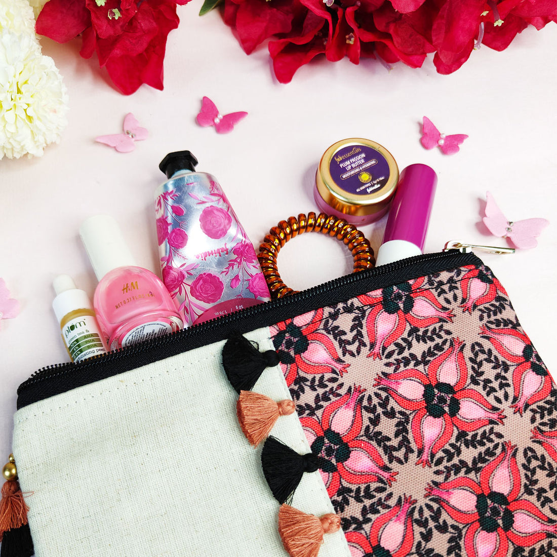 Multi-Purpose Pouch- Maroon Beige Tile