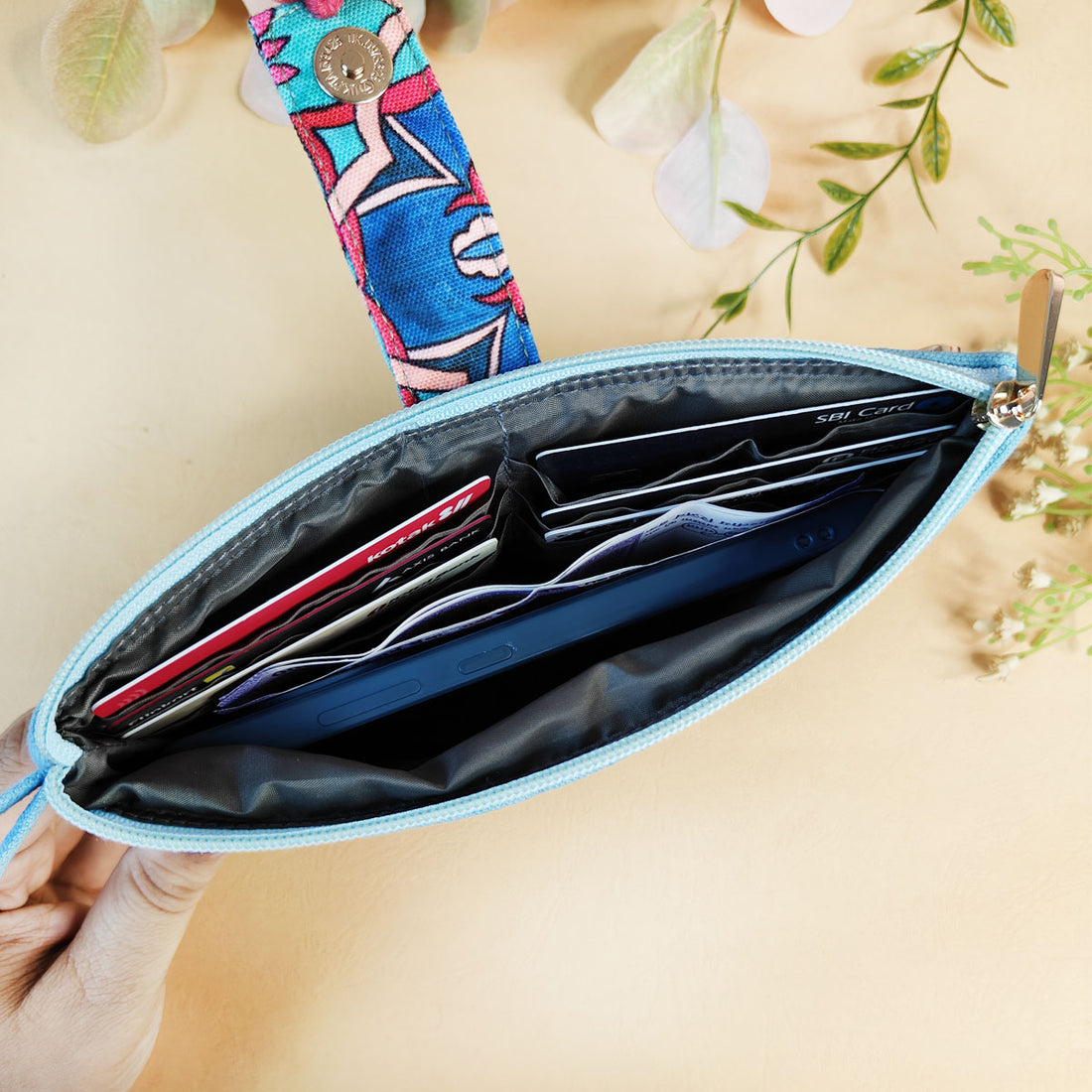 Quilted Plain Wallet - Blue