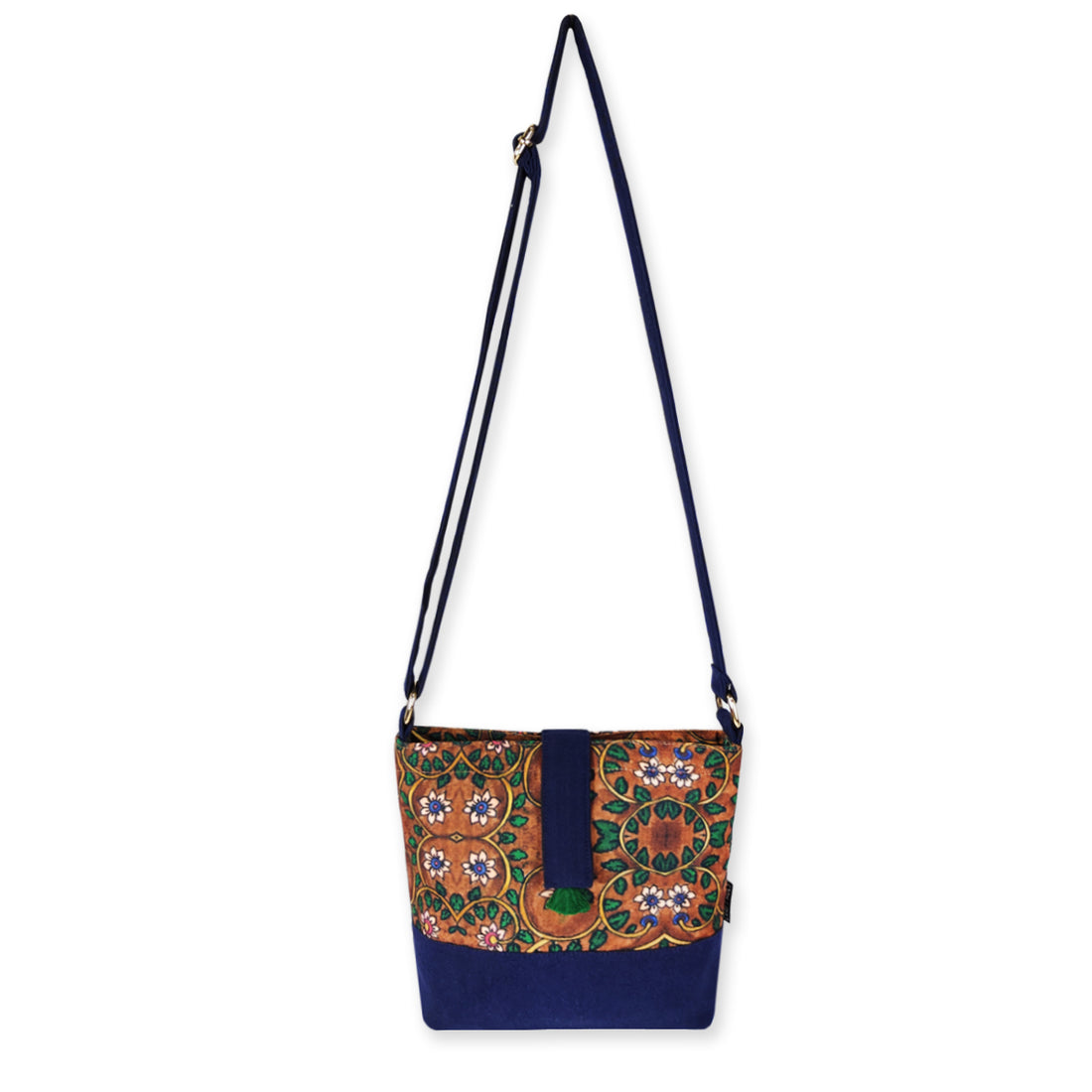 Trapeze Sling Bag- Kalamkari Brown Garden