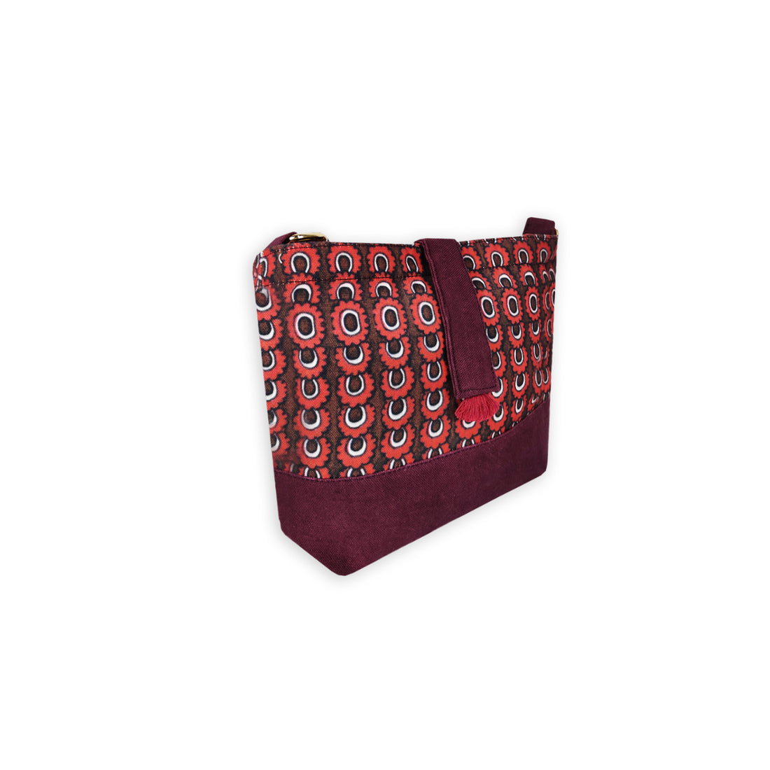 Trapeze Sling Bag- Kalamkari Maroon