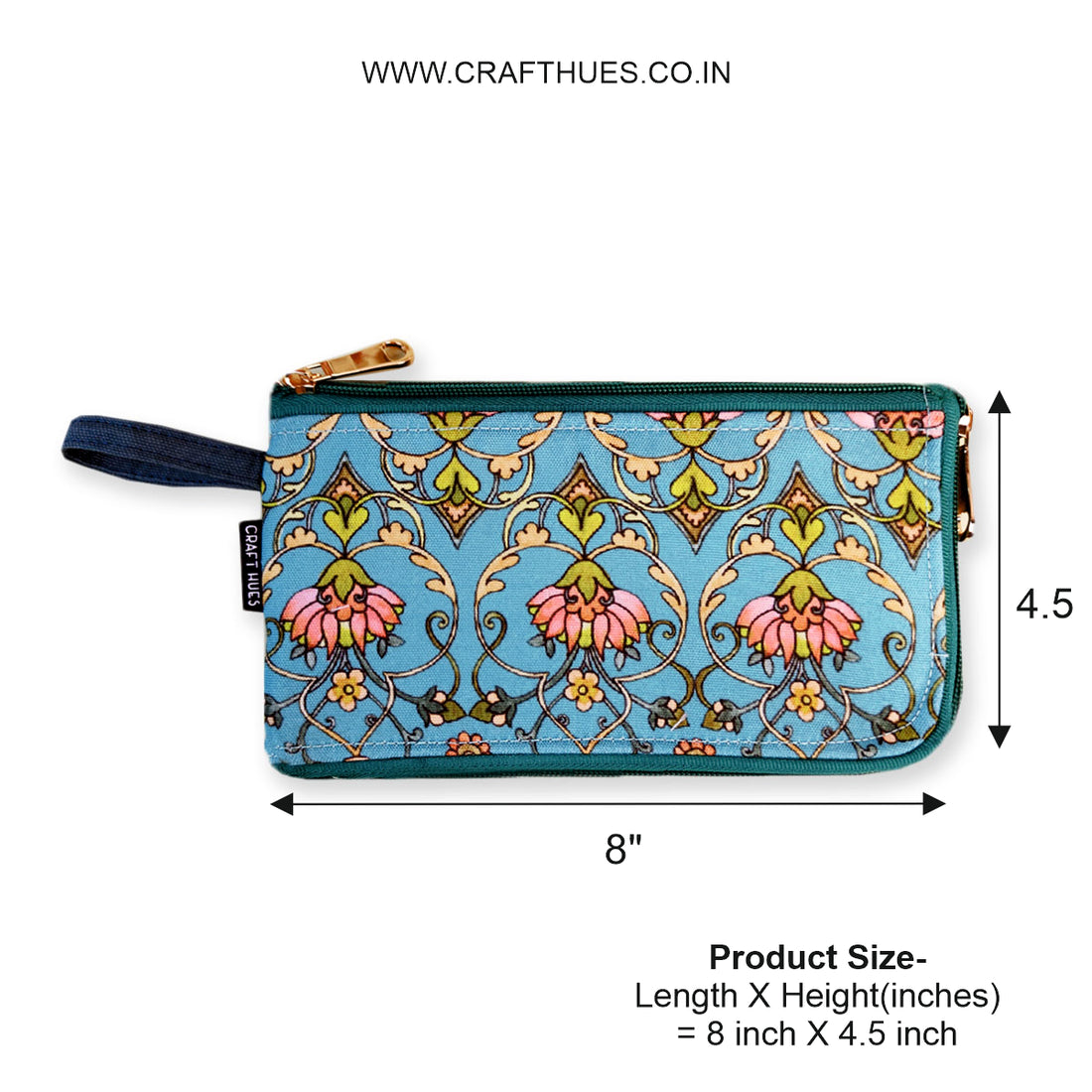 Dual-Zip Wallet- Aqua Blue Persian
