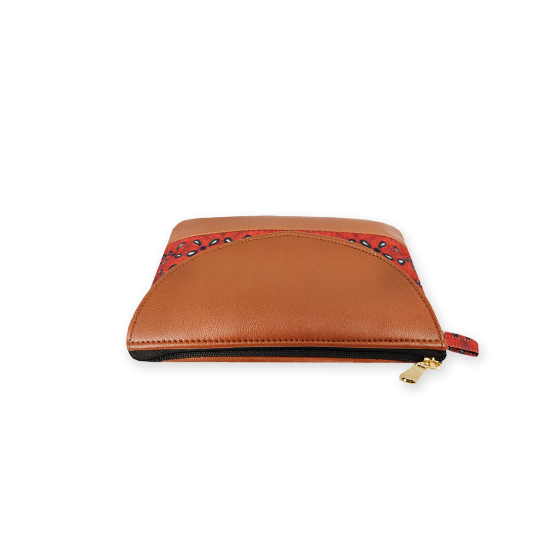 Leather Flap Wallet-Red Black Flowers