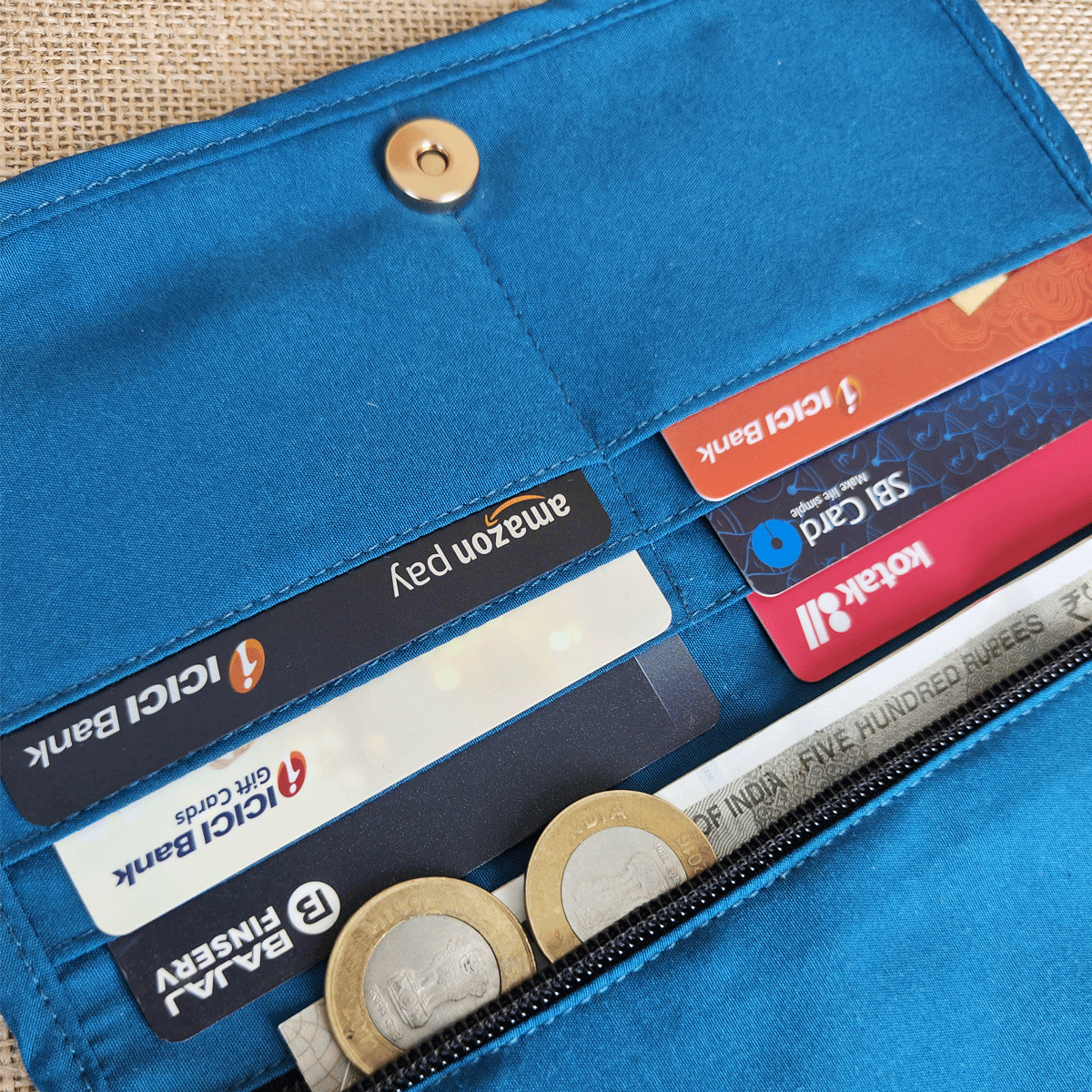 Blue Checks Card Cash wallet