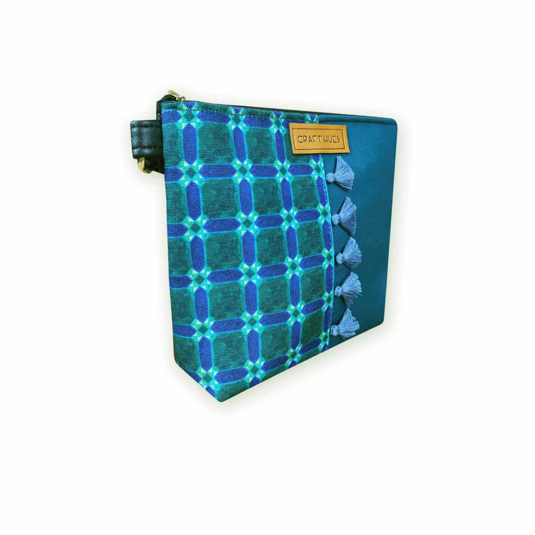 Blue Check Half Print Sling/Pouch Bag Combo