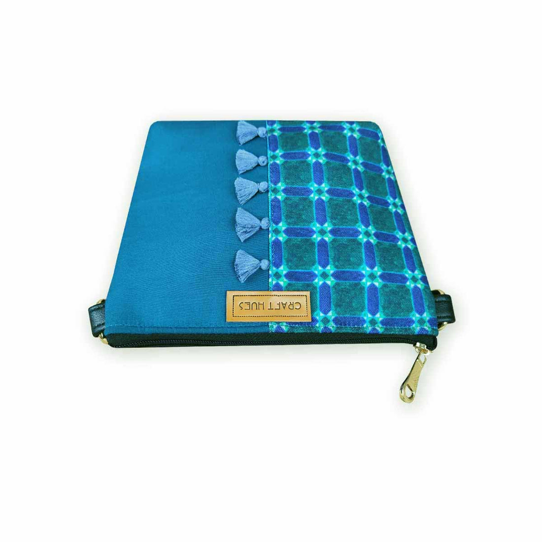 Blue Check Half Print Sling/Pouch Bag Combo