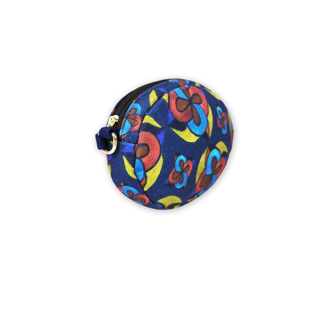 Oval Sling Bag- Blue-Red Flowers