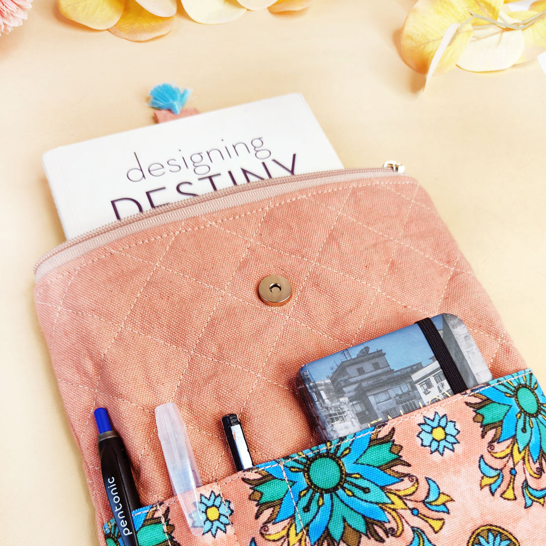 Book Cover-Peach Aqua Tile