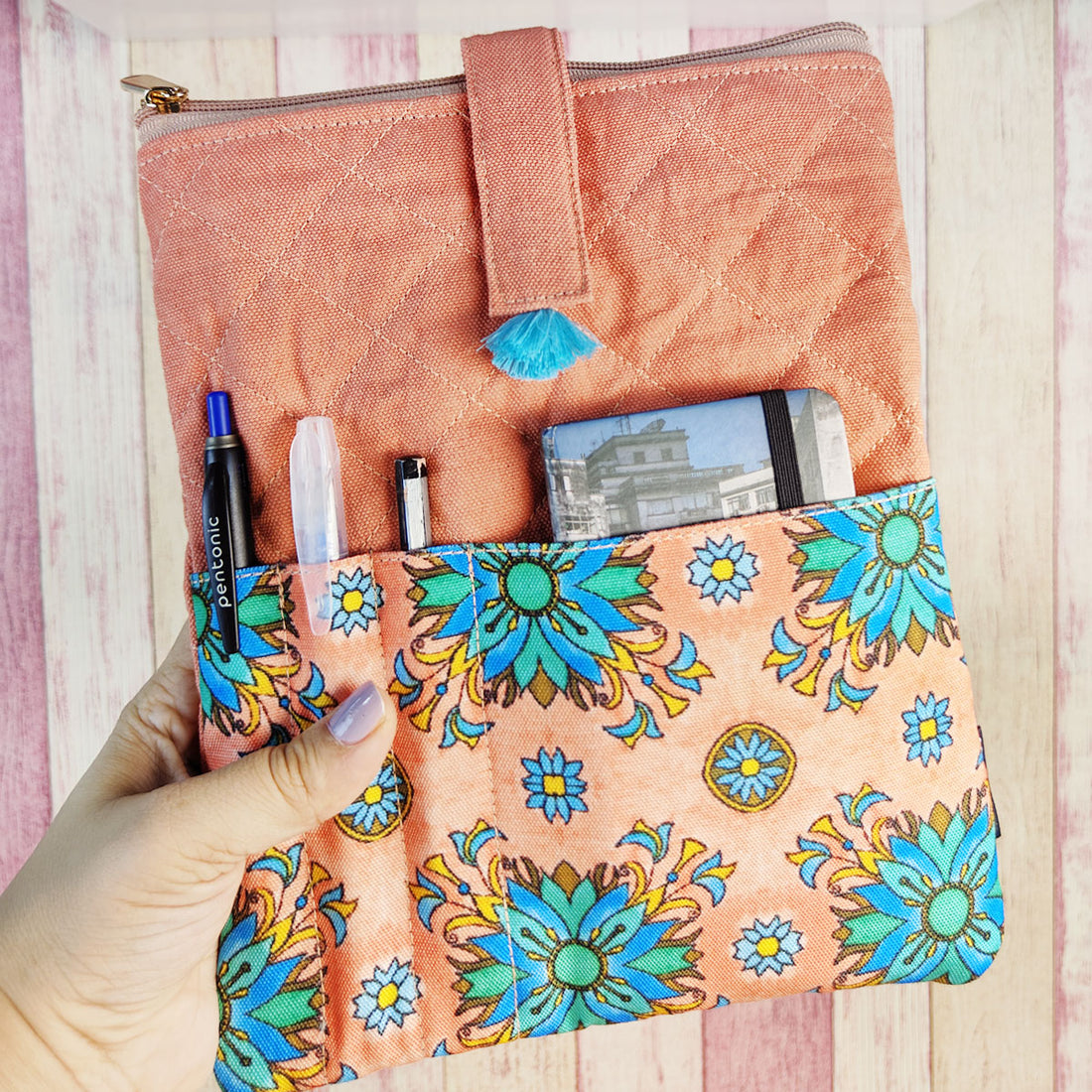 Book Cover-Peach Aqua Tile