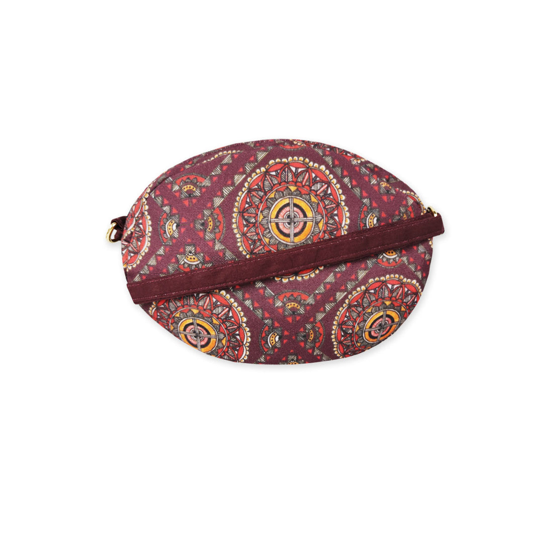 Oval Sling Bag- Madhubani Brown Chakra