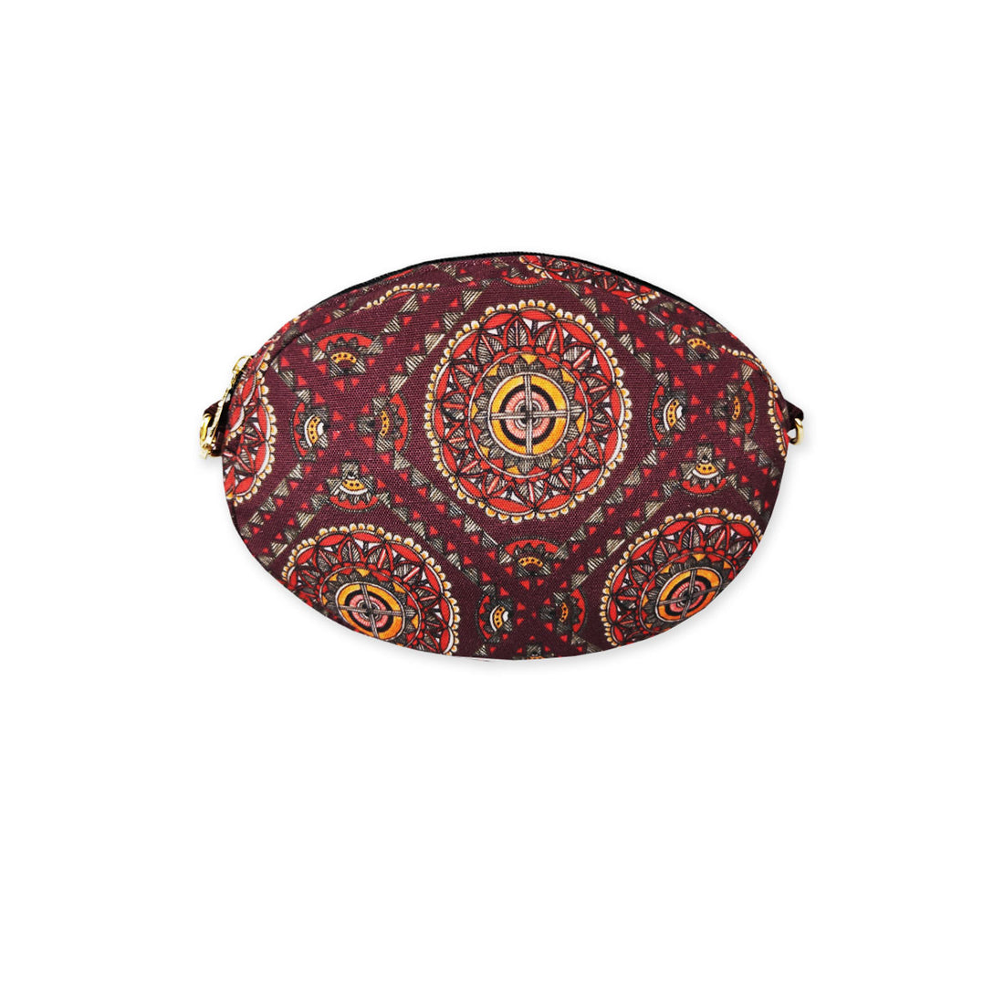 Oval Sling Bag- Madhubani Brown Chakra