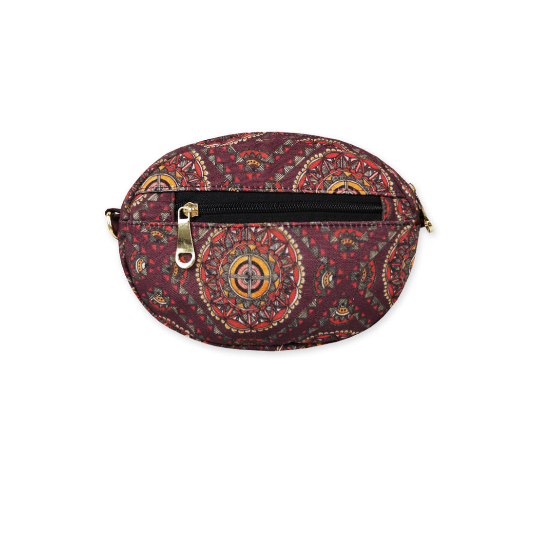 Oval Sling Bag- Madhubani Brown Chakra