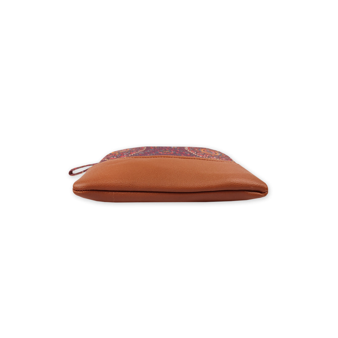 Leather Semi-circle Wallet- Brown Madhubani