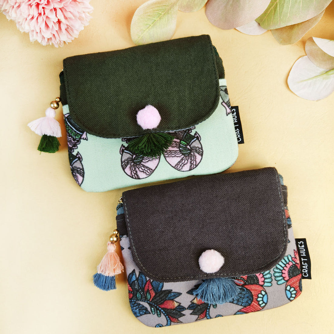 Mini wallet- Gond Green-Grey