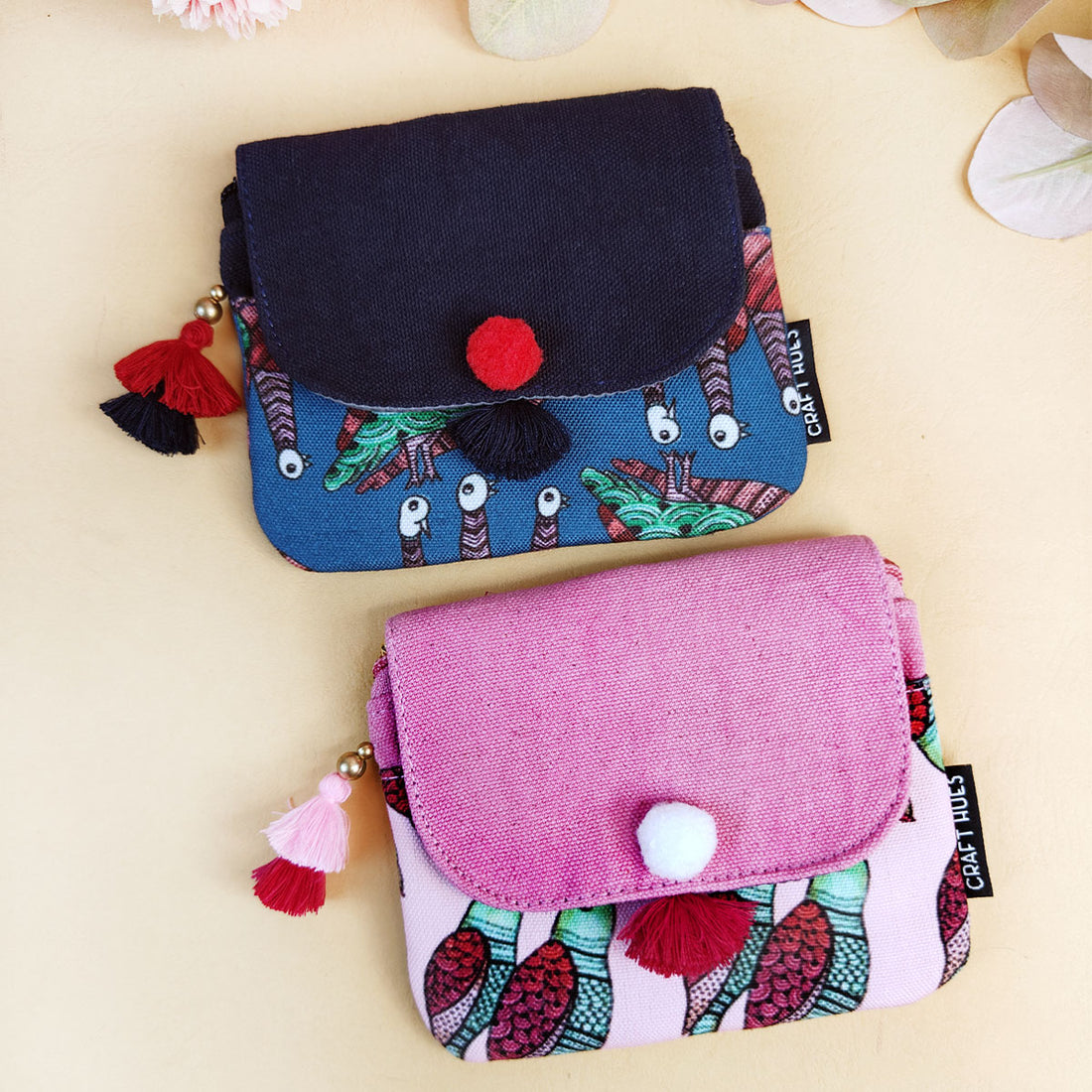 Mini wallet- Gond Blue-Pink