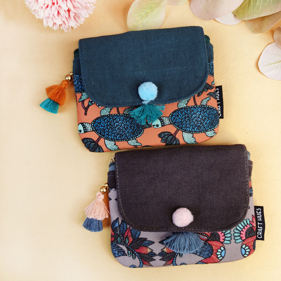 Mini wallet- Gond Teal-Grey
