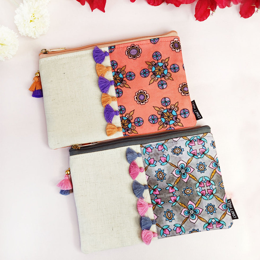 Multi-Purpose Pouch Combo- Coral-Grey