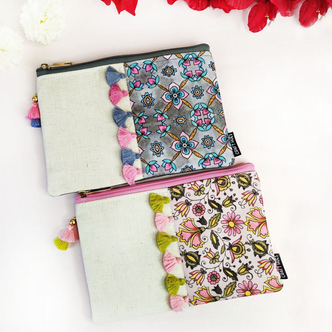 Multi-Purpose Pouch Combo- Grey-Pink