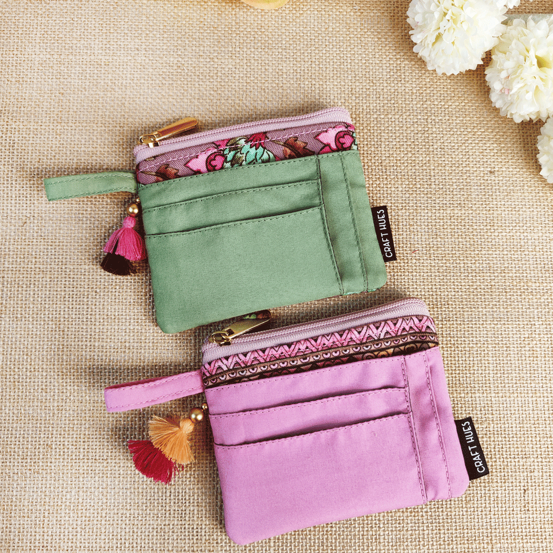 Mini Wallet front card Combo- Green & Pink