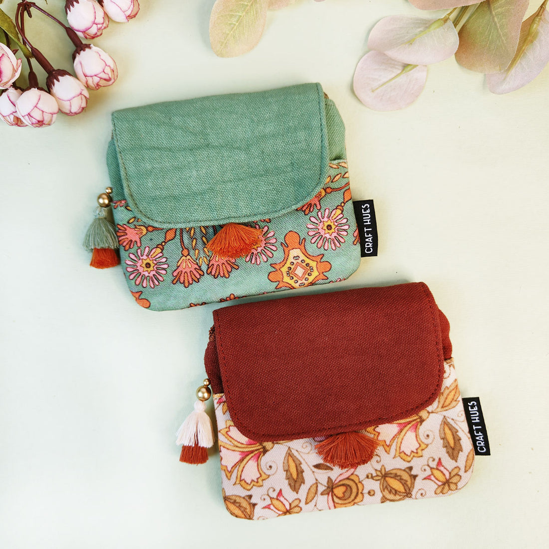 MINI FLAP WALLET- SEA-GREEN-PEACH PARADIZE