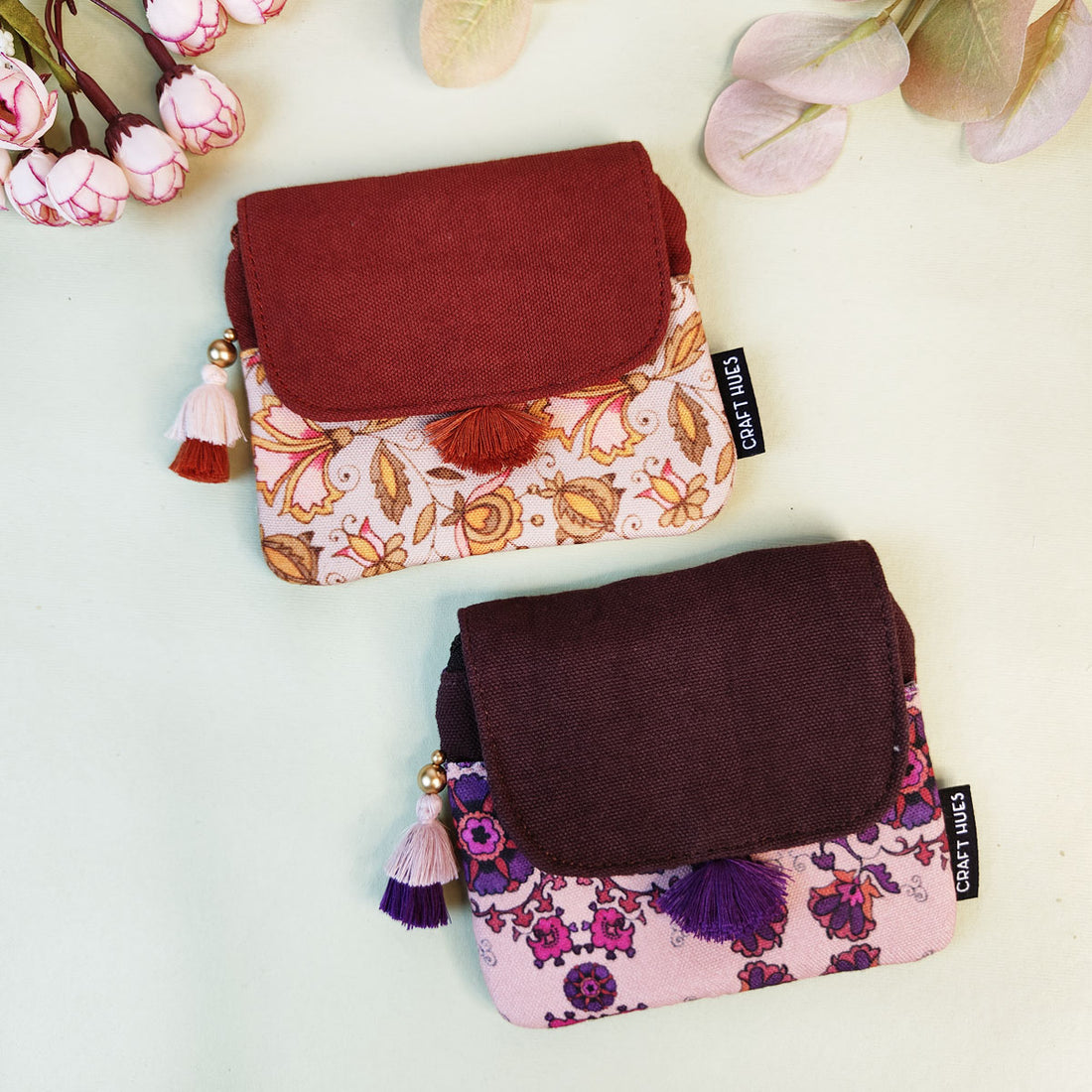 MINI FLAP WALLET- ORANGE PRADIZE-PURPLE SUZANI