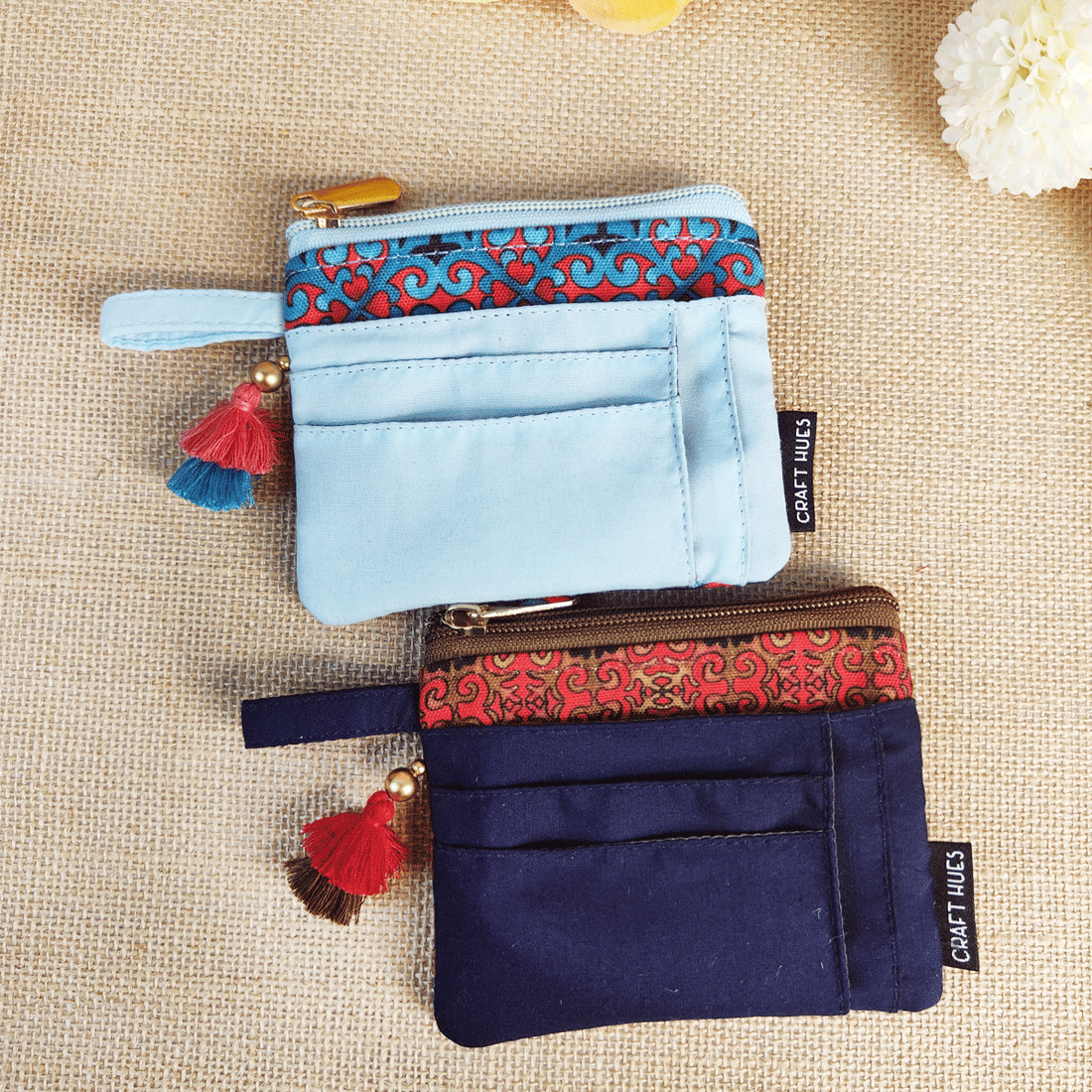 Mini Wallet front card Combo- Navy & Sky Blue