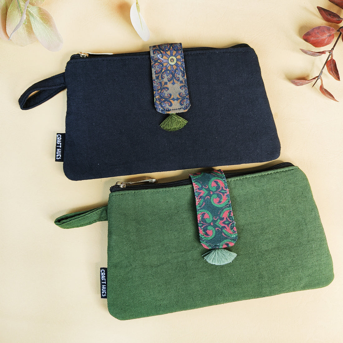 Long Plain Wallet Combo - Black/Olive Green