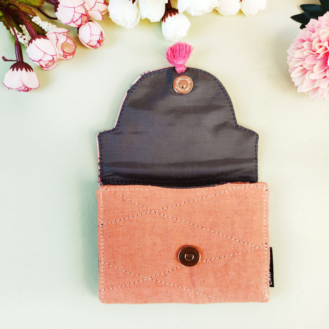 Curve Flap Mini Wallet-Peach Maroon Bel
