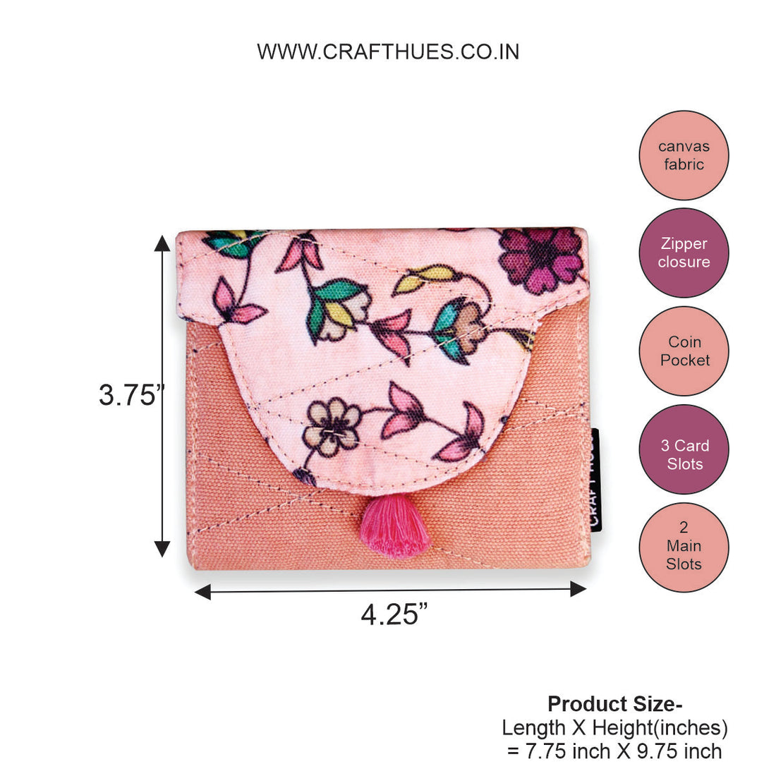 Curve Flap Mini Wallet-Peach Maroon Bel