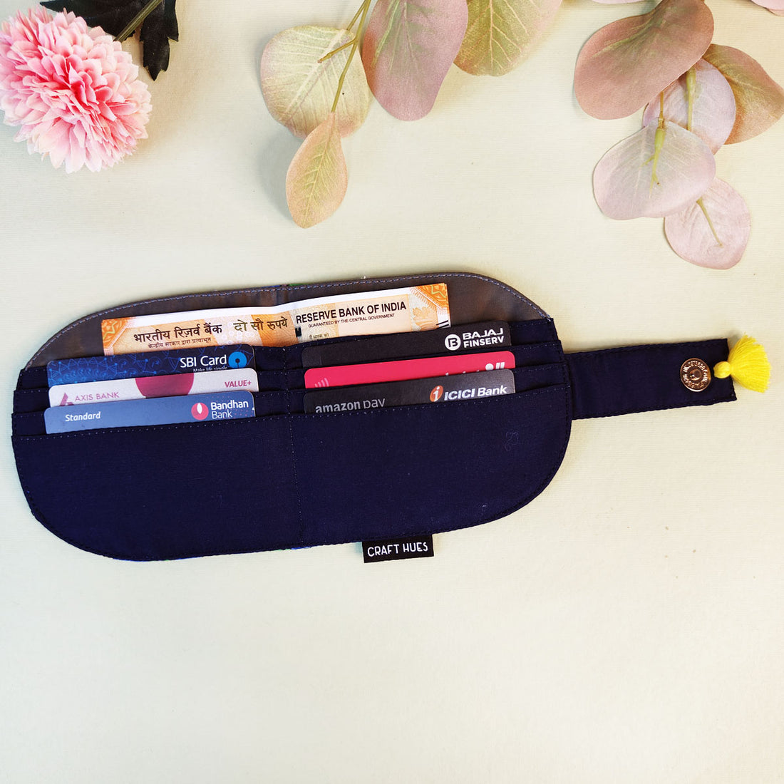 SEMI-OVAL 2-FLAP WALLET COMBO - PINK-BLUE TILE