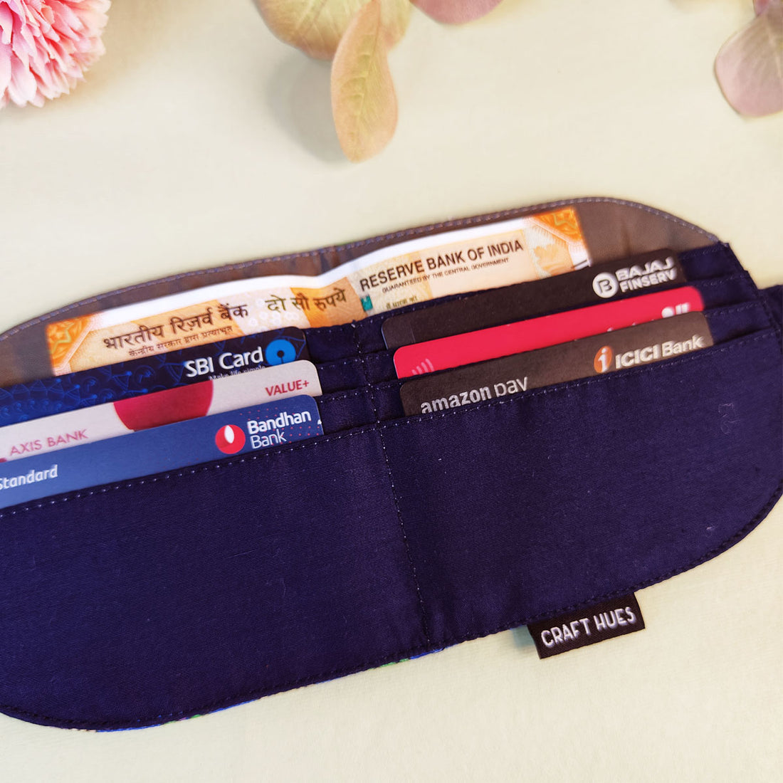 SEMI-OVAL 2-FLAP WALLET COMBO - PINK-BLUE TILE