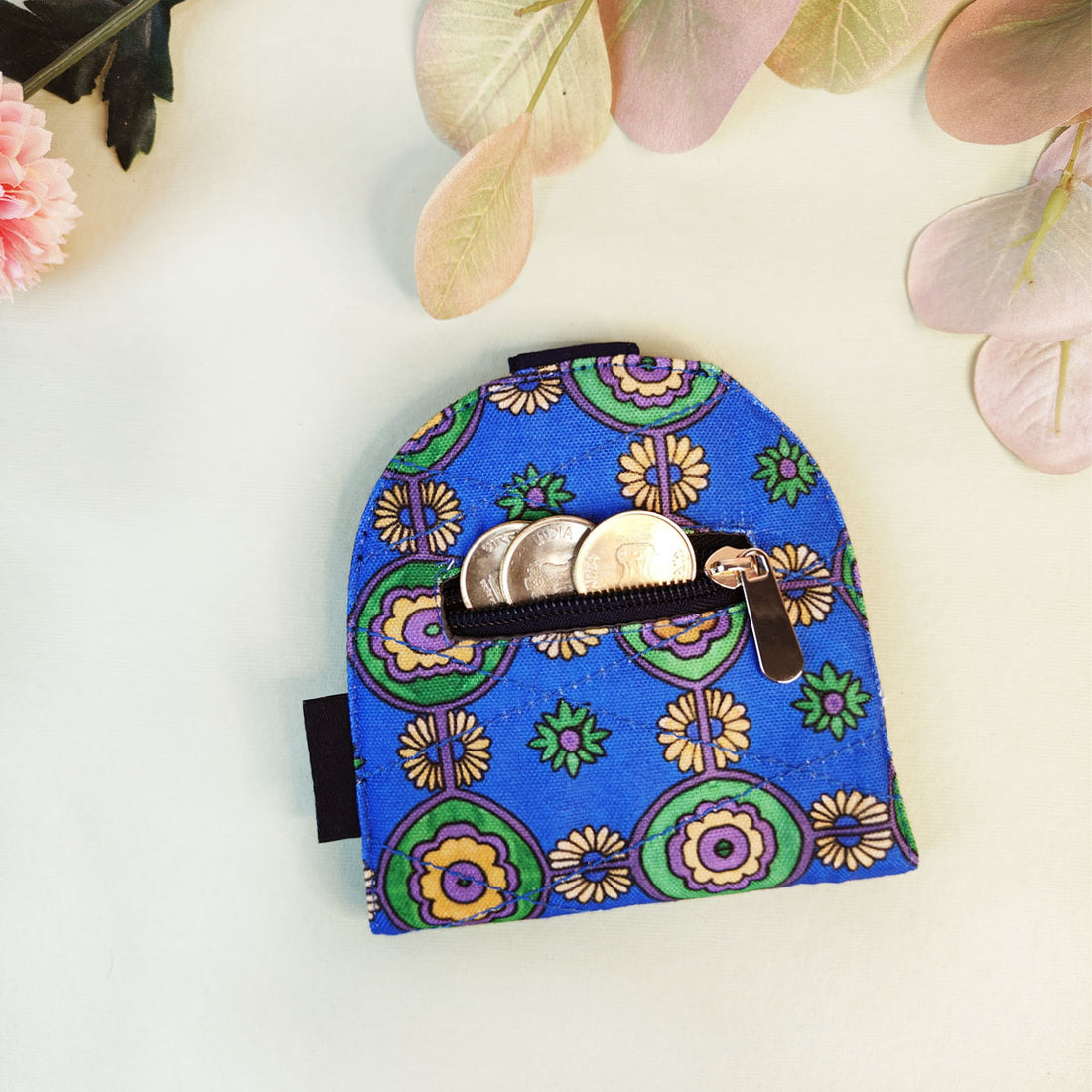 SEMI-OVAL 2-FLAP WALLET COMBO - PINK-BLUE TILE