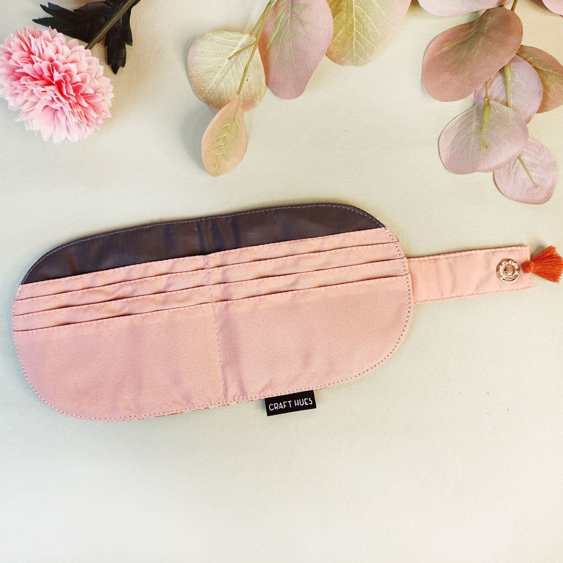 SEMI-OVAL 2-FLAP WALLET COMBO - PINK-PEACH TILE