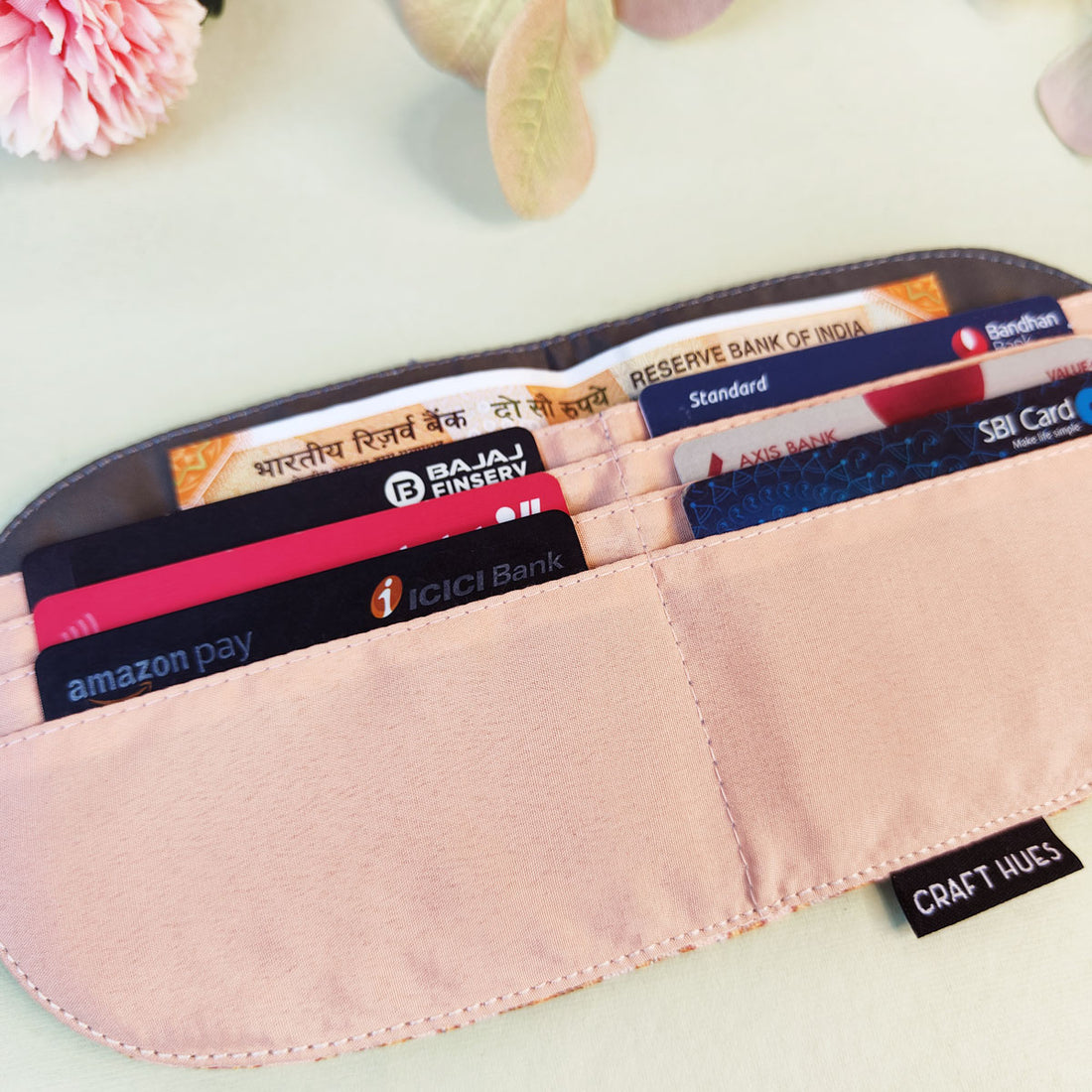 SEMI-OVAL 2-FLAP WALLET COMBO - PINK-PEACH TILE