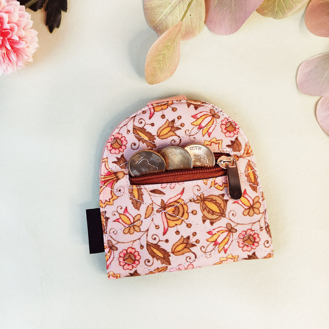 SEMI-OVAL 2-FLAP WALLET COMBO - PINK-PEACH TILE