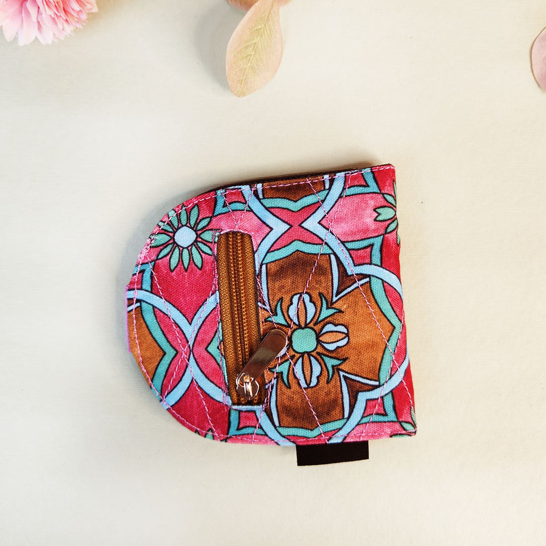 SEMI-OVAL 2-FLAP WALLET COMBO - PINK-PEACH TILE